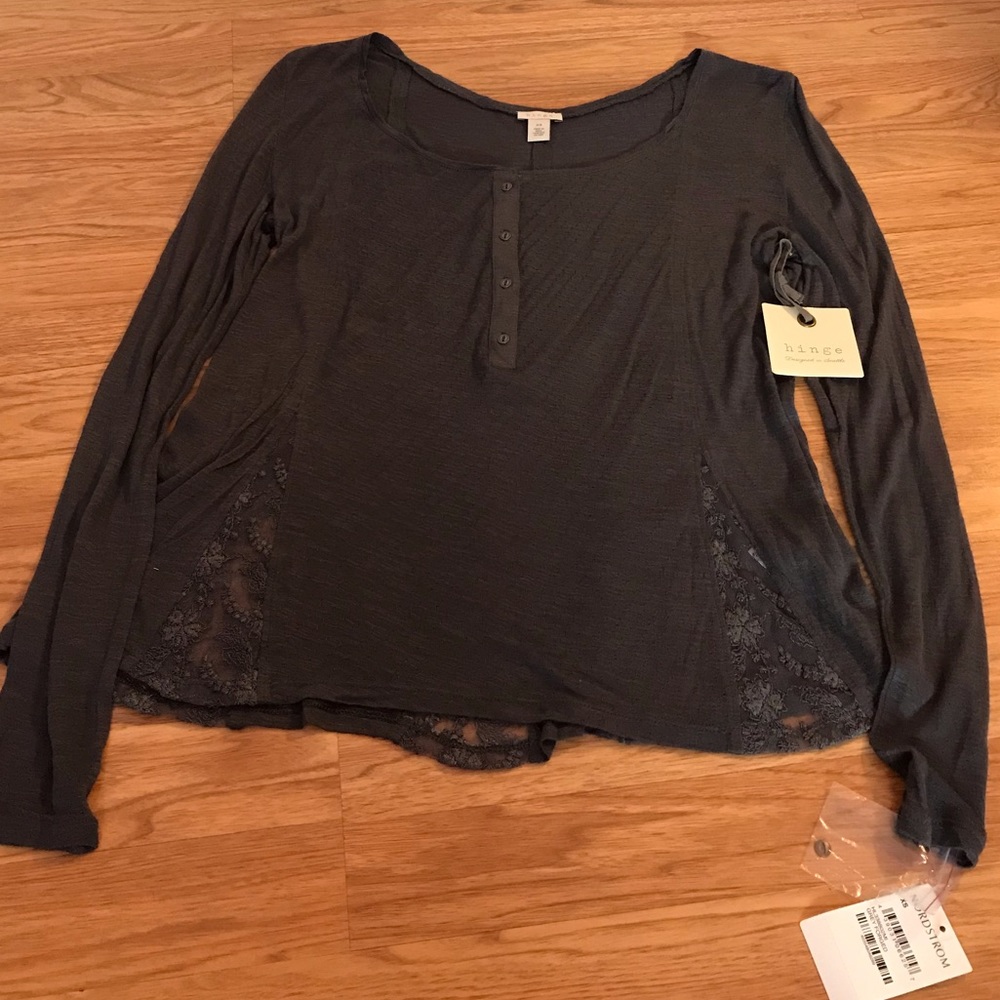 Hinge lace inset knit top